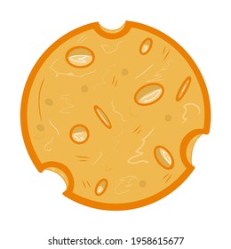 Colorful round cheese icon. Creative illustration. Sketch with colors. Idea for decors, logo, patterns, papers, covers, gifts, celebrations and holidays, organic food themes. Isolated vector art.