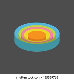 Colorful Round Circle Stage Podium Element. Empty Pedistal For Display. Isolated. Black Background. Template. Flat Design. Vector Illustration