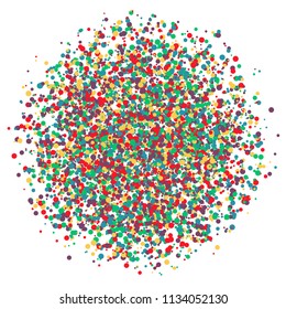 Colorful round confetti explosion. Vector illustration isolated on white background