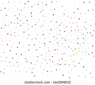 Colorful round confetti on white background.