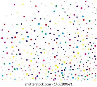 Colorful round confetti of small and large scale. Vector illustration. Random, chaotic polka dot. Bright background