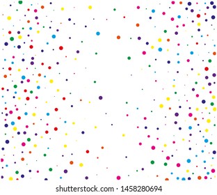 Colorful round confetti of small and large scale. Vector illustration. Random, chaotic polka dot. Bright background
