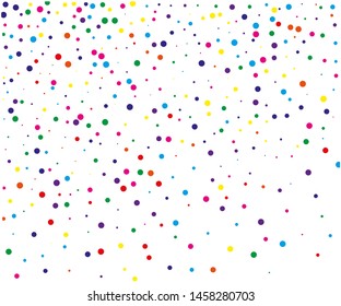 Colorful round confetti of small and large scale. Vector illustration. Random, chaotic polka dot. Bright background