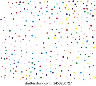 Colorful round confetti of small and large scale. Vector illustration. Random, chaotic polka dot. Bright background