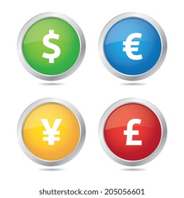 Colorful Round Currency Icons