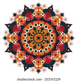 Colorful round ethnic pattern. Element for design