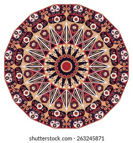 Colorful round ethnic pattern. Element for design