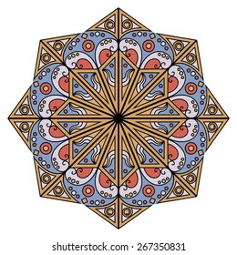Colorful round ethnic pattern. Element for design