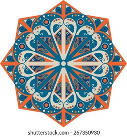 Colorful round ethnic pattern. Element for design