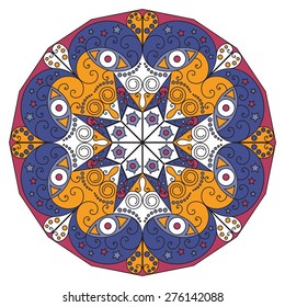 Colorful round ethnic pattern. Element for design