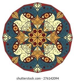 Colorful round ethnic pattern. Element for design