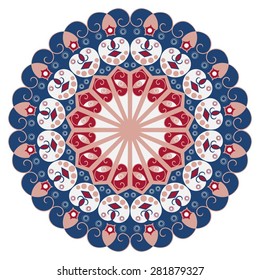 Colorful round ethnic pattern. Element for design