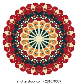 Colorful round ethnic pattern. Element for design
