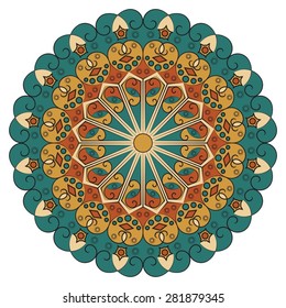 Colorful round ethnic pattern. Element for design