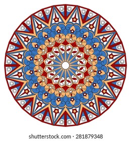 Colorful round ethnic pattern. Element for design