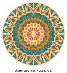 Colorful round ethnic pattern. Element for design