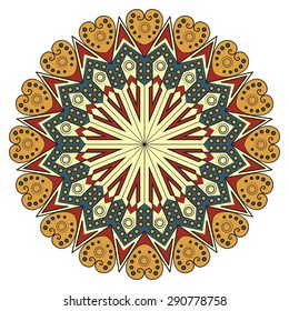 Colorful round ethnic pattern. Element for design