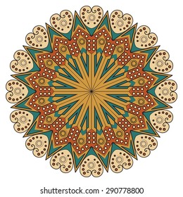 Colorful round ethnic pattern. Element for design
