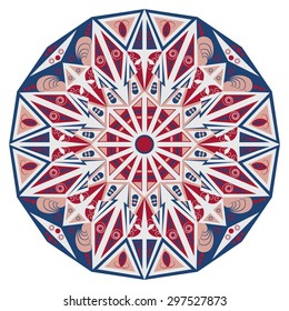 Colorful round ethnic pattern. Element for design