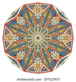 Colorful round ethnic pattern. Element for design
