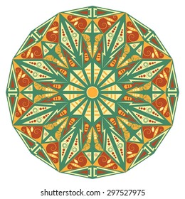 Colorful round ethnic pattern. Element for design