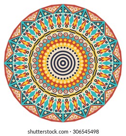 Colorful round ethnic pattern. Element for design