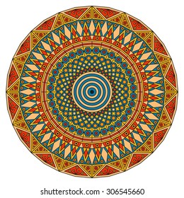 Colorful round ethnic pattern. Element for design