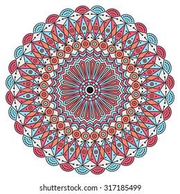 Colorful round ethnic pattern. Element for design
