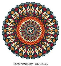 Colorful round ethnic pattern. Element for design