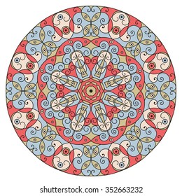 Colorful round ethnic pattern. Element for design