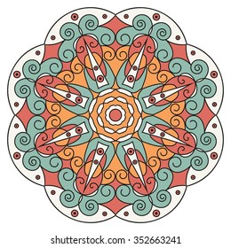 Colorful round ethnic pattern. Element for design
