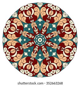 Colorful round ethnic pattern. Element for design
