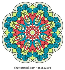 Colorful round ethnic pattern. Element for design