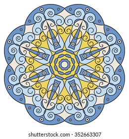 Colorful round ethnic pattern. Element for design