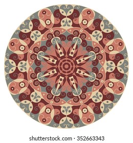 Colorful round ethnic pattern. Element for design
