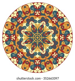 Colorful round ethnic pattern. Element for design