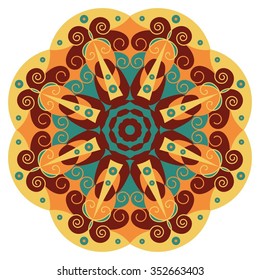 Colorful round ethnic pattern. Element for design