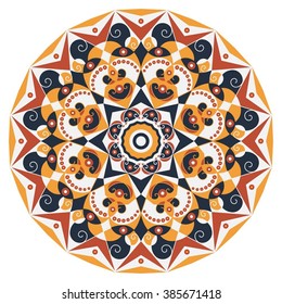 Colorful round ethnic pattern. Element for design