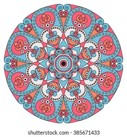 Colorful round ethnic pattern. Element for design