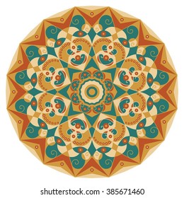 Colorful round ethnic pattern. Element for design