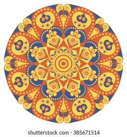 Colorful round ethnic pattern. Element for design