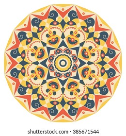 Colorful round ethnic pattern. Element for design