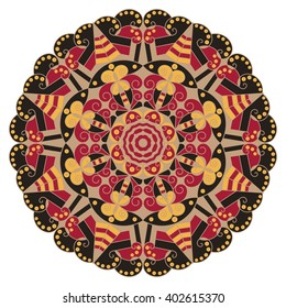 Colorful round ethnic pattern. Element for design