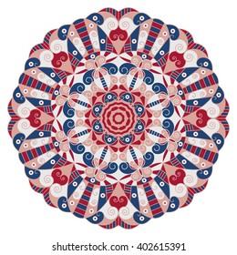 Colorful round ethnic pattern. Element for design