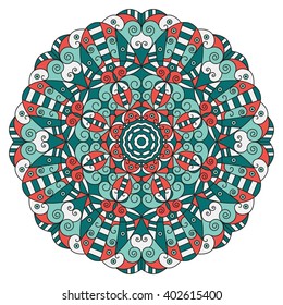 Colorful round ethnic pattern. Element for design