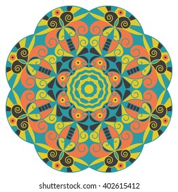 Colorful round ethnic pattern. Element for design
