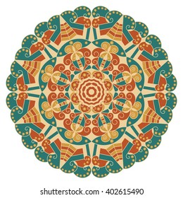 Colorful round ethnic pattern. Element for design