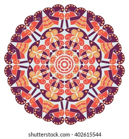 Colorful round ethnic pattern. Element for design