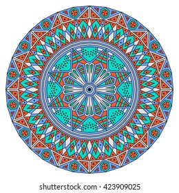 Colorful round ethnic pattern. Element for design