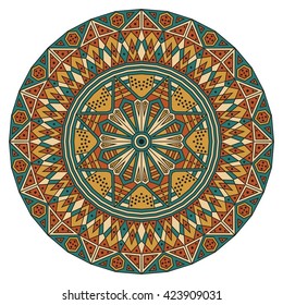 Colorful round ethnic pattern. Element for design